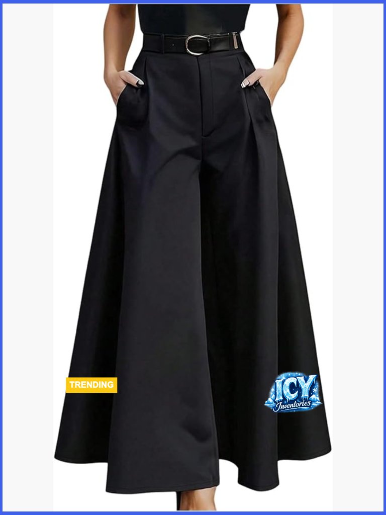 High Waist Wide Leg Flowy Pleated Dress Pants Trousers